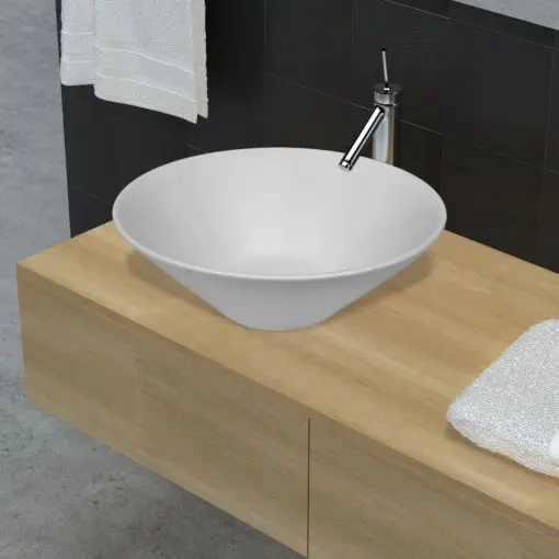 vidaXL Bathroom Porcelain Ceramic Sink Art Basin Bowl White