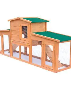 Large Rabbit Hutch Small Animal House Pet Cage with Roofs Wood