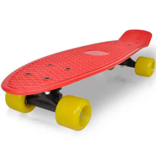 Retro Skateboard with Red Top Yellow Wheels 6.1″