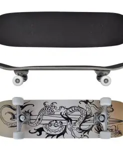 vidaXL Oval Shape Skateboard 9 Ply Maple Dragon Design 8″