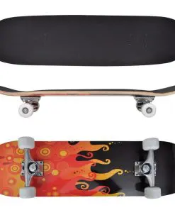 vidaXL Oval Shape Skateboard 9 Ply Maple Fire Design 8″