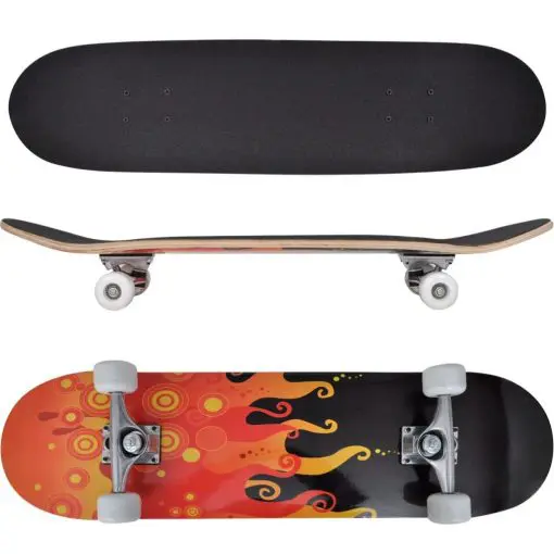 vidaXL Oval Shape Skateboard 9 Ply Maple Fire Design 8″