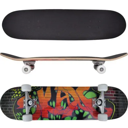 vidaXL Oval Shape Skateboard 9 Ply Maple Graffiti Design 8″