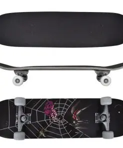 vidaXL Oval Shape Skateboard 9 Ply Maple Spider Design 8″
