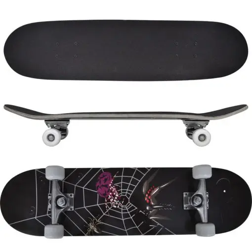 vidaXL Oval Shape Skateboard 9 Ply Maple Spider Design 8″