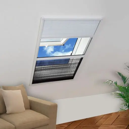 vidaXL Insect Plisse Screen Window Aluminium 160 x 80 cm with Shade