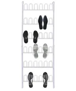 vidaXL Shoe Rack for 18 Pairs of Shoes Steel White