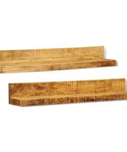 Solid Wood Wall Mounted Display Shelf 2 pcs