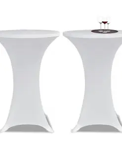 Standing Table Cover Ø 60 cm White Stretch 2 pcs