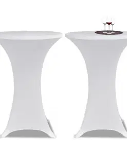 Standing Table Cover Ø 70 cm White Stretch 2 pcs