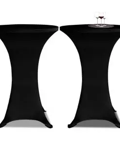 Standing Table Cover Ø 60 cm Black Stretch 2 pcs