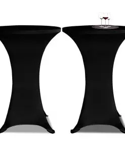Standing Table Cover Ø 80 cm Black Stretch 2 pcs