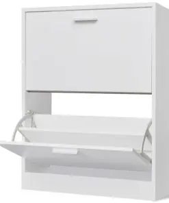 vidaXL Shoe Cabinet with 2 Compartments Wooden White