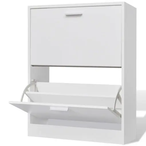 vidaXL Shoe Cabinet with 2 Compartments Wooden White