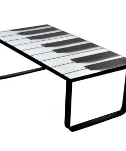 vidaXL Coffee Table with Piano Printing Glass Top