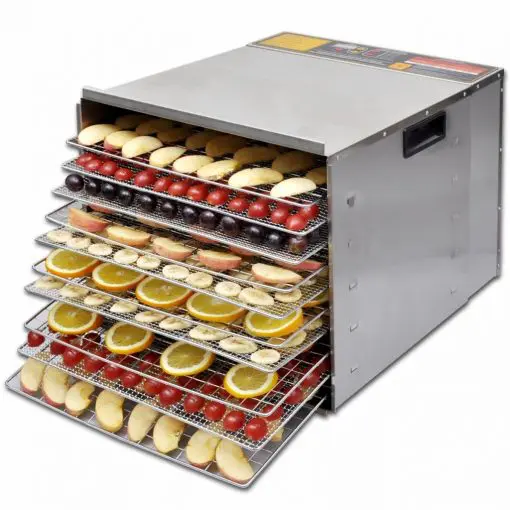 vidaXL Food Dehydrator with 10 Trays Stainless Steel