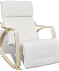 vidaXL Rocking Chair Cream Bentwood and Fabric