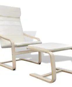 vidaXL Armchair with Bentwood Frame Cream Fabric