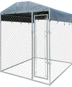 vidaXL Outdoor Dog Kennel with Canopy Top 2x2x2.4 m