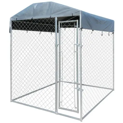 vidaXL Outdoor Dog Kennel with Canopy Top 2x2x2.4 m