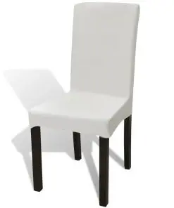 vidaXL 6 pcs Cream Straight Stretchable Chair Cover