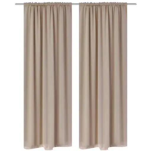 2 pcs Cream Slot-Headed Blackout Curtains 135 x 245 cm