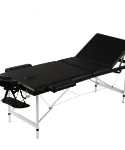 Black Foldable Massage Table 3 Zones with Aluminium Frame