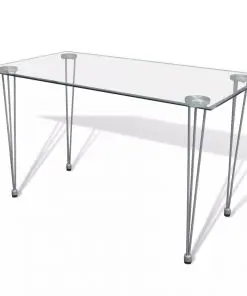 vidaXL Dining Table with Glass Top Transparent