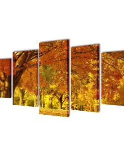 Canvas Wall Print Set Maple 100 x 50 cm