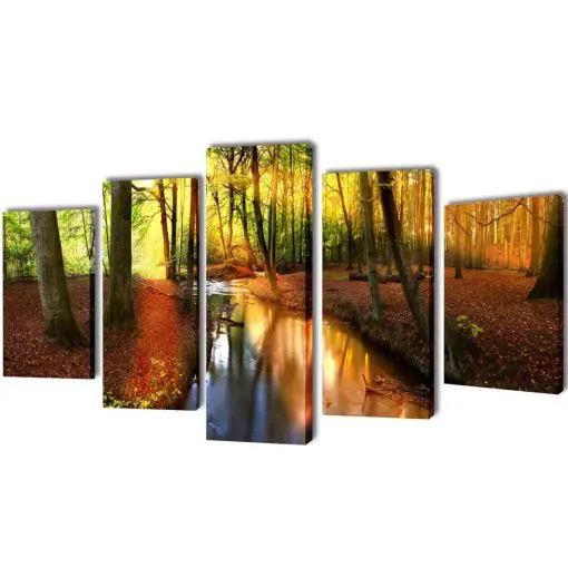 Canvas Wall Print Set Forest 100 x 50 cm