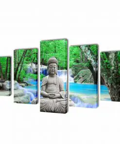 Canvas Wall Print Set Buddha 100 x 50 cm