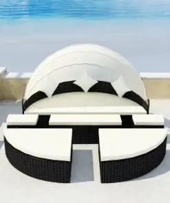 vidaXL Garden Bed with Canopy Black 186×226 cm Poly Rattan