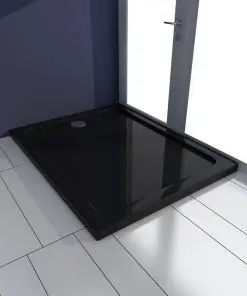 vidaXL Rectangular ABS Shower Base Tray Black 70 x 90 cm