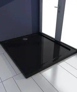 vidaXL Rectangular ABS Shower Base Tray Black 80 x 90 cm