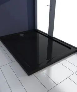 vidaXL Rectangular ABS Shower Base Tray Black 80 x 110 cm