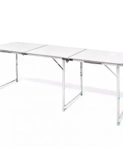 Foldable Camping Table Height Adjustable Aluminium 180 x 60 cm