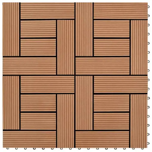 vidaXL Decking Tiles WPC 1 sqm Brown 11 pcs 30 x 30 cm