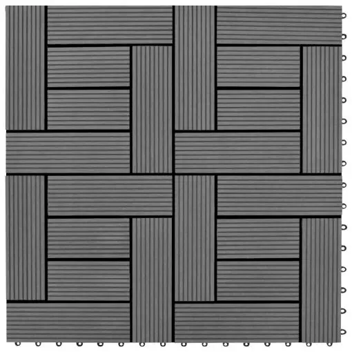 vidaXL Decking Tiles WPC 1 sqm Grey 11 pcs 30 x 30 cm