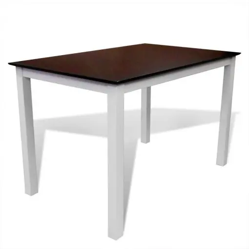 vidaXL Dining Table 110 cm Solid Wood Brown and White