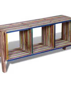 TV Cabinet with 3 Shelves Stackable Reclaimed Teak Colourful