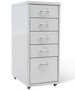 vidaXL File Cabinet with 5 Drawers Grey 68,5 cm Steel