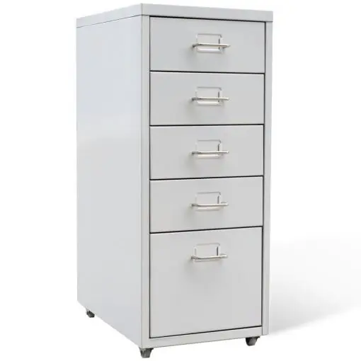 vidaXL File Cabinet with 5 Drawers Grey 68,5 cm Steel