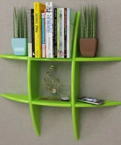 Green MDF Floating Wall Display Shelf Book/DVD Storage