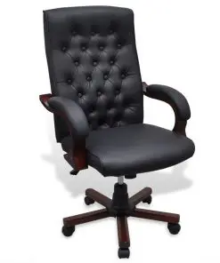 Chesterfield Office Chair Artificial Leather Black