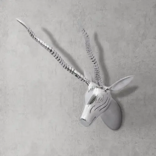 vidaXL Wall Mounted Gazelle’s Head Decoration Aluminium Silver 33 cm