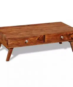 vidaXL Coffee Table with 4 Drawers 35 cm Solid Sheesham Wood