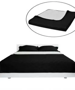 vidaXL Double-sided Quilted Bedspread Black/White 170 x 210 cm
