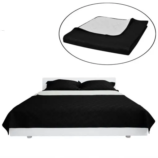 vidaXL Double-sided Quilted Bedspread Black/White 220 x 240 cm