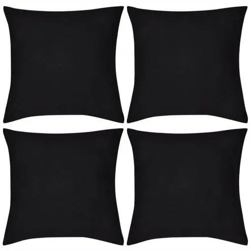 vIdaXL 4 Black Cushion Covers Cotton 80 x 80 cm