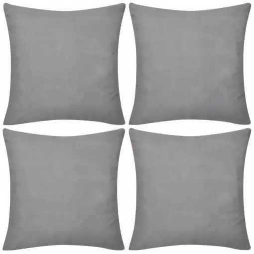 vidaXL 4 Grey Cushion Covers Cotton 50 x 50 cm